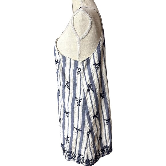 Miami Womens Blue & White Striped Embroidered Sundress Size L - Picture 3 of 9